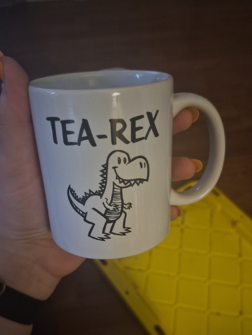 White "Tea-Rex" Ceramic Mug - Fun Reptile Design